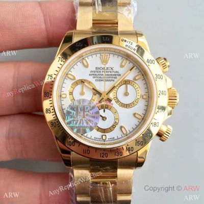 Replica Rolex Daytona Yellow Gold White Dial 7750 Automatic Watch